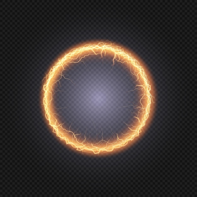 Bright ball lightning A strong electric charge of energy in one ring. Element for web design,