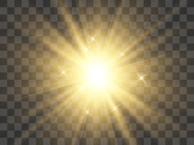 Bright beautiful star.Illustration of a light effect on a transparent background.