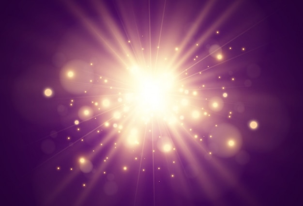 Vector bright beautiful star. illustration of a light effect on a transparent background.