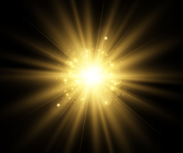 Bright beautiful star of a light effect on a transparent background