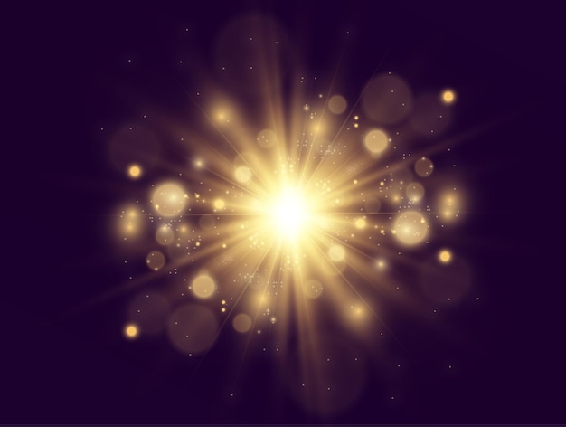 Bright beautiful star.Vector illustration of a light effect on a transparent background.