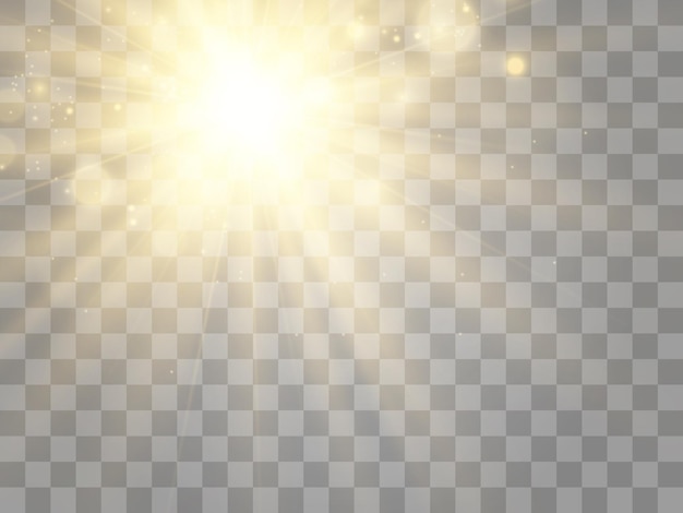 Bright beautiful star.Vector illustration of a light effect on a transparent background.