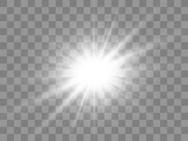 Bright beautiful star.Vector illustration of a light effect on a transparent background.