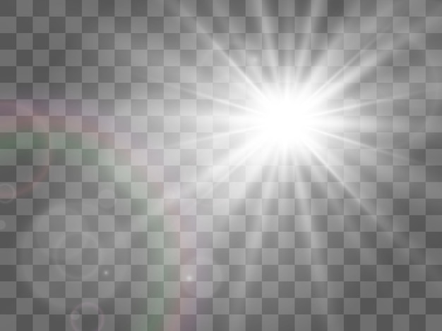 Bright beautiful star.Vector illustration of a light effect on a transparent background.