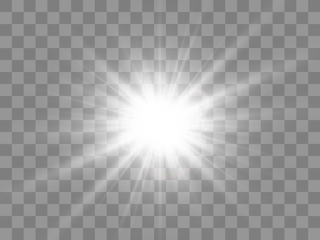 Bright beautiful star.Vector illustration of a light effect on a transparent background.