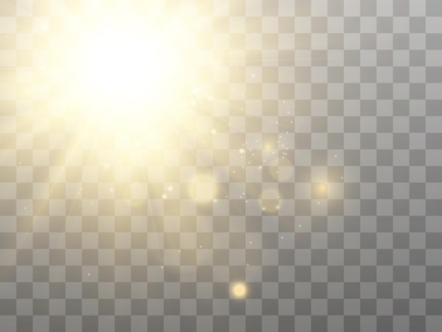 Bright beautiful star.Vector illustration of a light effect on a transparent background.