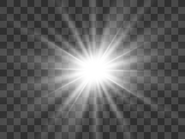 Bright beautiful starIllustration of a light effect on a transparent background