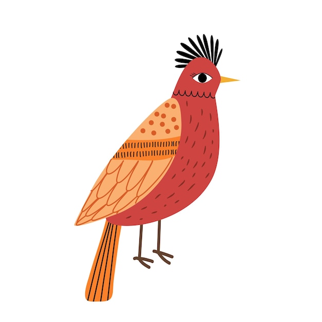 Bright bird vector flat style childish stylized bird