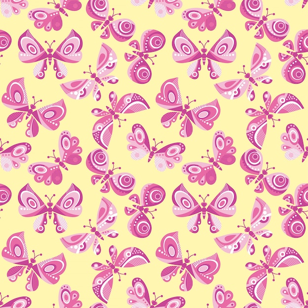 Bright butterfly flying seamless pattern.