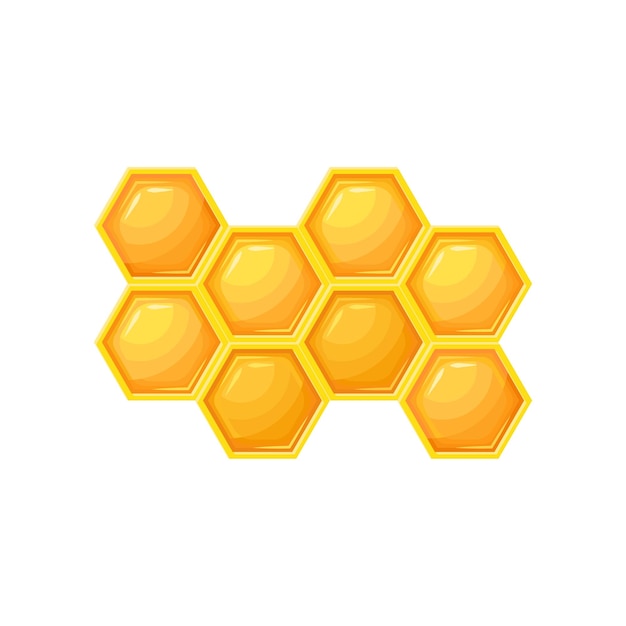 Bright cartoon icon of honeycombs Natural farm product Decorative flat vector element for jar of honey promo poster or flyer