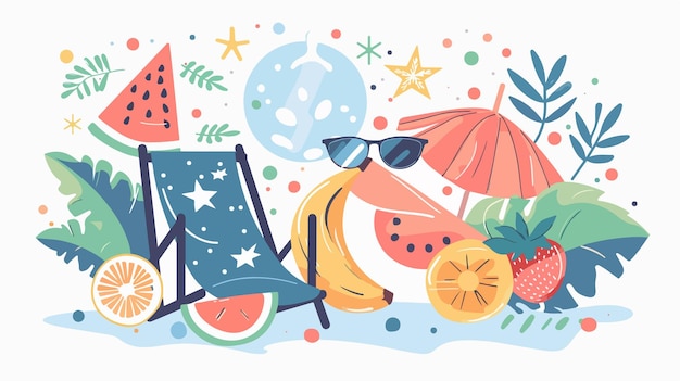 Vector bright and cheerful summer days vector illustration on white background