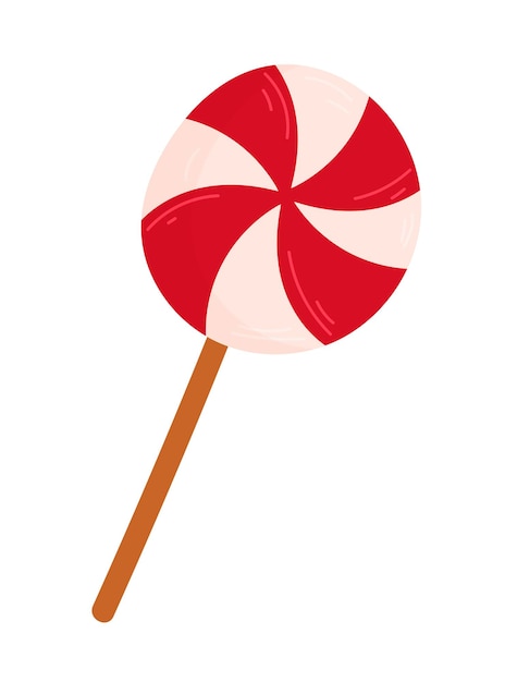 Bright colored lollipop Sweet dessert for kids Candy on a stick Red and white colors