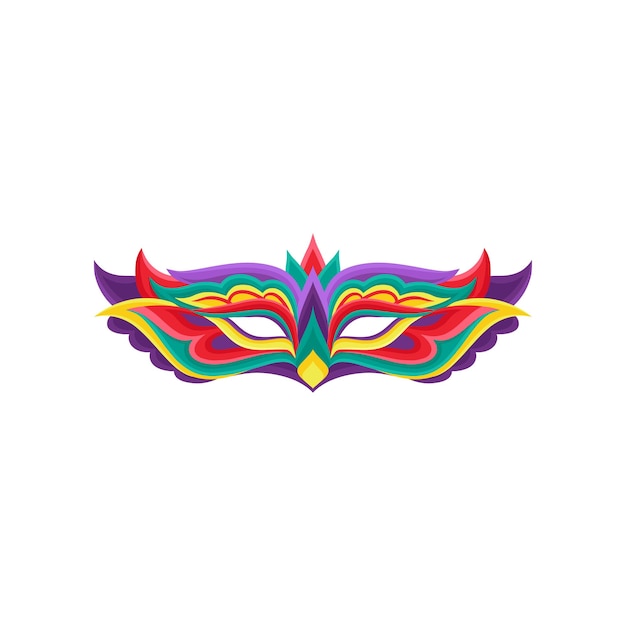 Bright colored mask for masquerade costume Accessory for carnival party Mardi Gras holiday Colorful flat vector design for greeting card or invitation