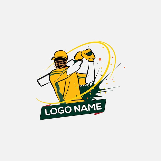 Bright Colour Cricket League logo Vector Cricket Academy Sport Player Logo