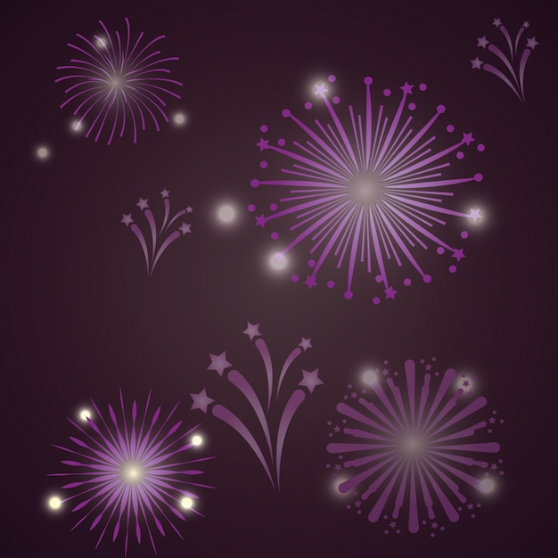 Bright fireworks cartoon