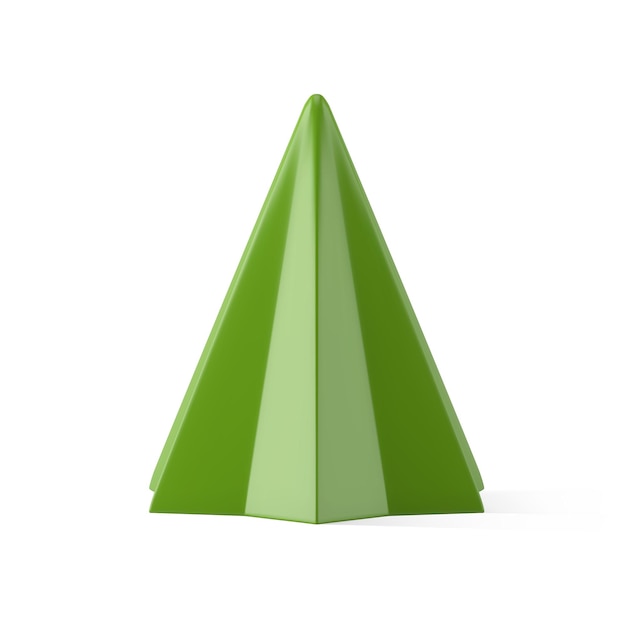 Bright glossy green fir tree polygon pyramid figure winter holiday symbol template realistic vector