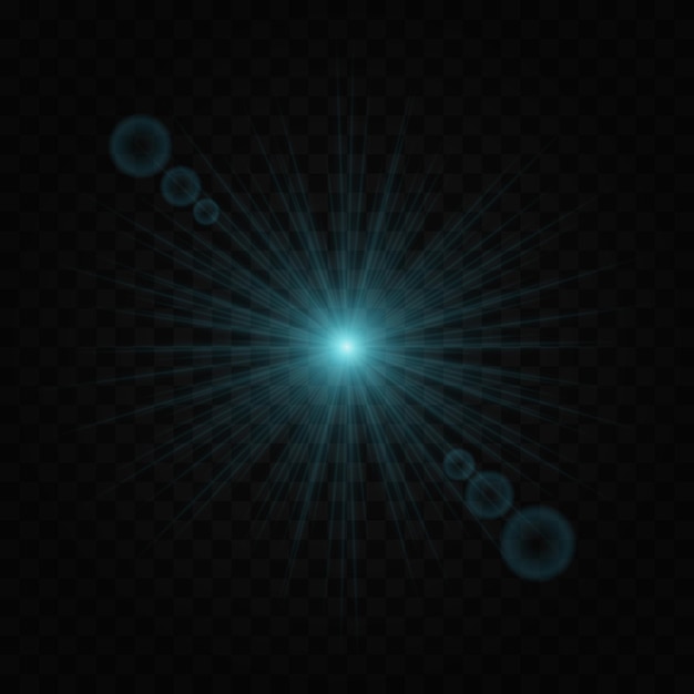 Vector bright glowing blue starburst isolated on transparent background radiant energy burst with sharp rays extending outward and circle abstract light effect perfect for festive or explosive graphics