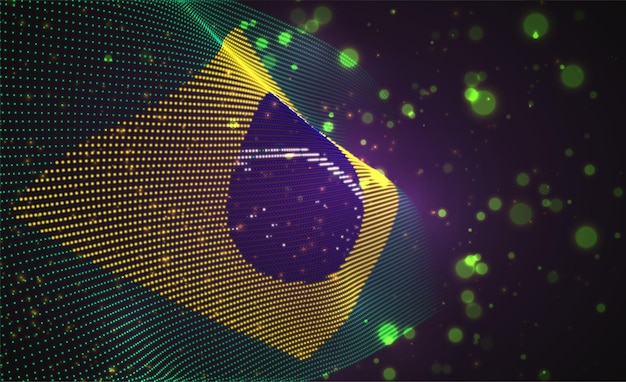 bright glowing country flag of abstract dots. Brazil