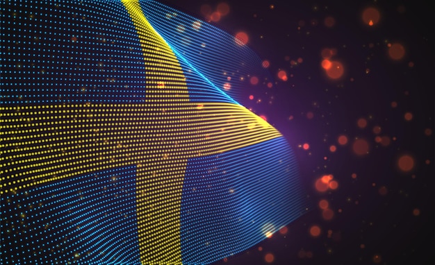 bright glowing country flag of abstract dots.Sweden