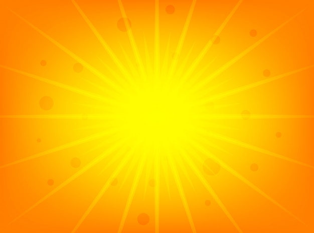 Bright glowing summer sun on a yellow background