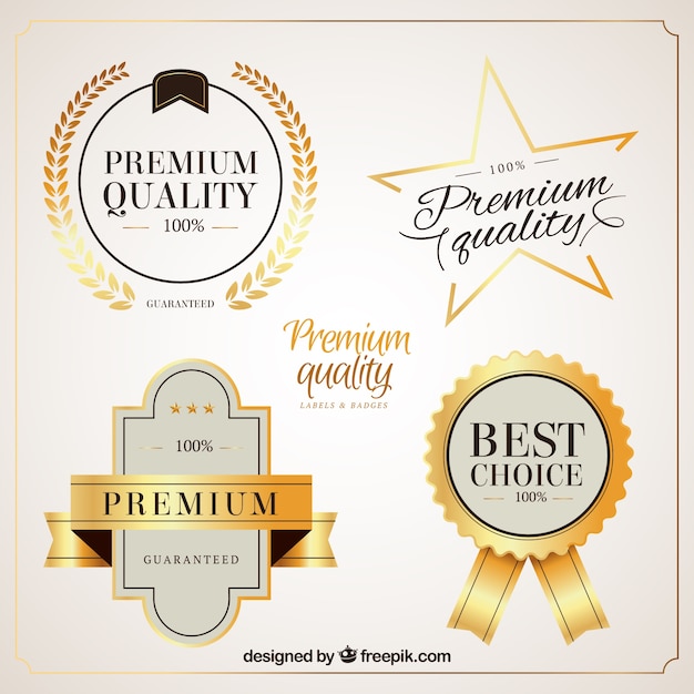 Bright golden premium quality badges