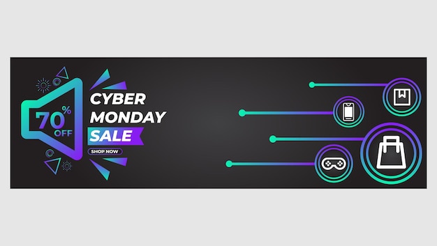 bright gradient cyber monday sale promotion banner