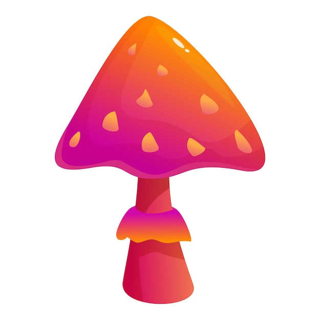 Vector bright gradient red and orange poisonous mushroom standing alone