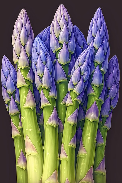 Bright Green Asparagus Spears with Purple Tips