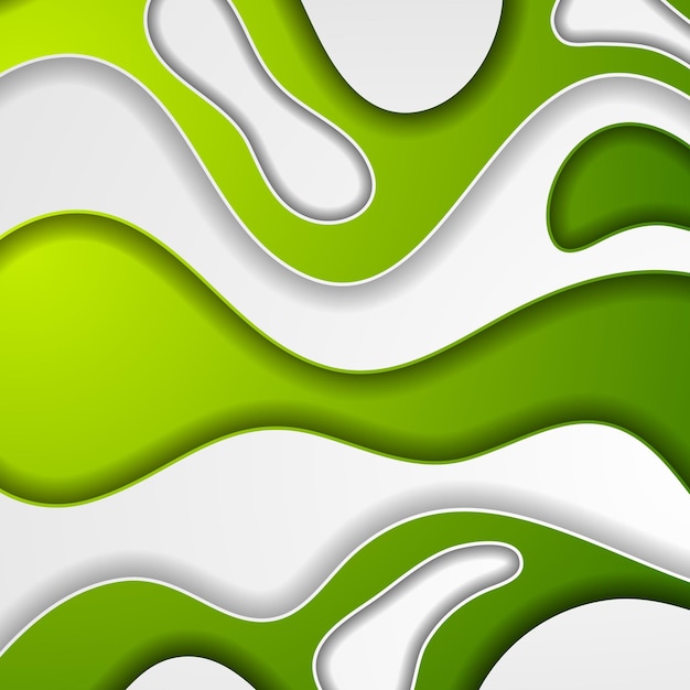 Bright green papercut waves abstract background