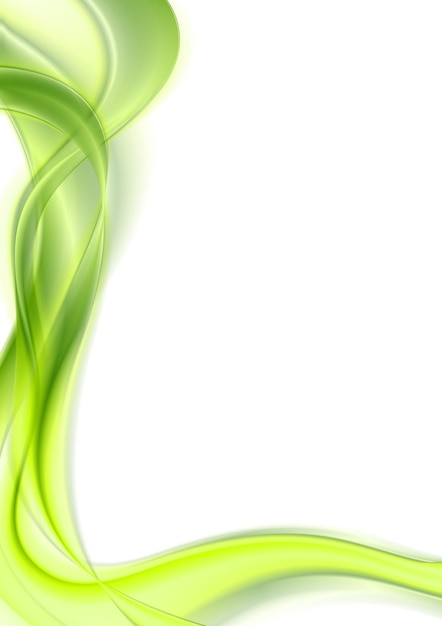 Bright green shiny smooth waves on white background. Vector art design