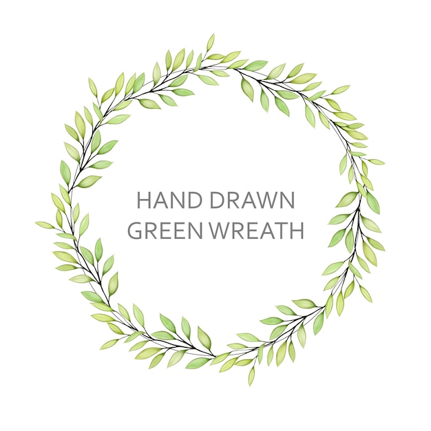 Bright green watercolor wreath