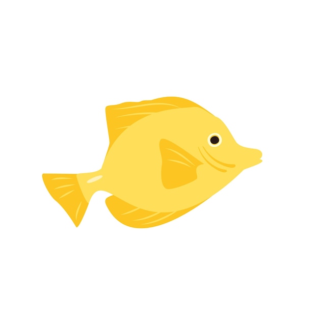 Bright icons of yellow fish.. The nature of the seas and oceans. Vector illustration in flat style