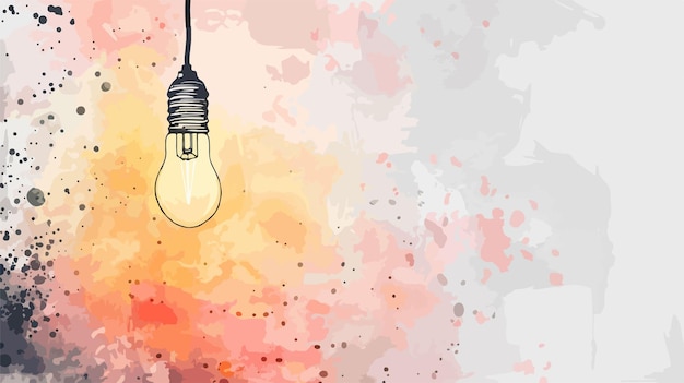 Vector bright ideas drawn bulb on wall mixed media flat vector