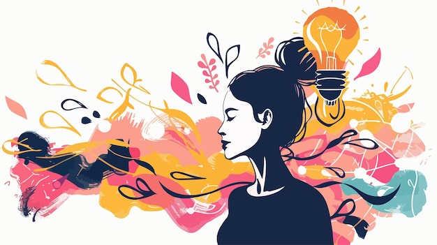 Bright Ideas Mixed Media Flat Vector Illustration