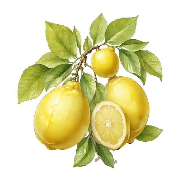 Bright and Juicy Bearss Lemon wholebody fruit Old Engraved Vector Fruit