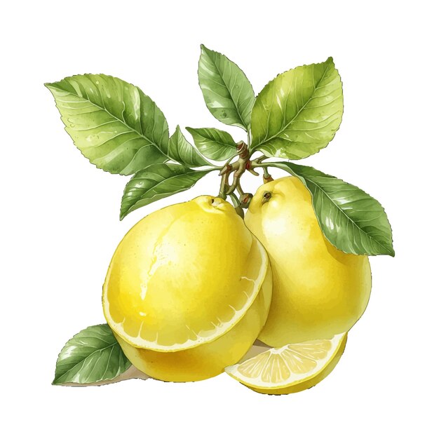 Bright and Juicy Femminello Lemon wholebody fruit Old Engraved Vector Fruit