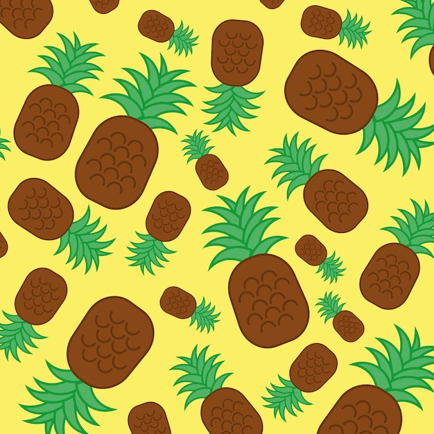 Bright juicy pattern with ripe pineapples Whole and sliced