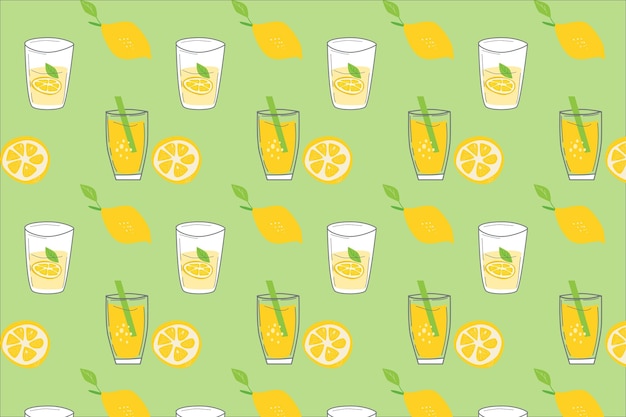 Bright lemonade and lemon seamless pattern