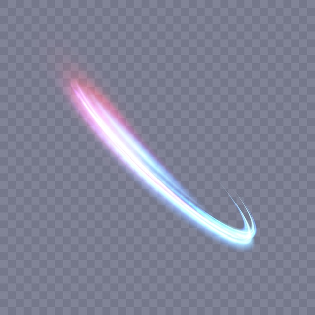 A bright light effect with a curved arrow.