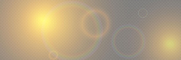 Vector bright light with glare and reflection of the camera lens sun sun rays dawn lens flare on a transparent background