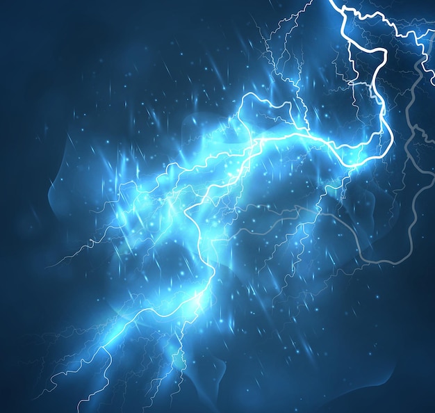 A bright lightning in the dark sky Vector image