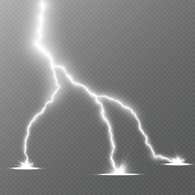 Vector bright lightning luminous energy discharge natural phenomenon. lightning vector