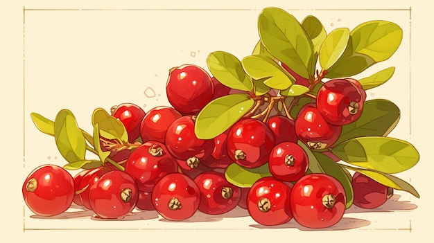 Bright Lingonberries Clustered with Shiny Red Berries