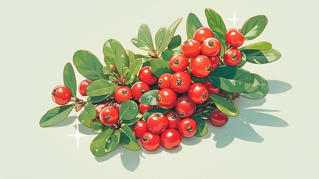 Bright Lingonberries Clustered with Shiny Red Berries