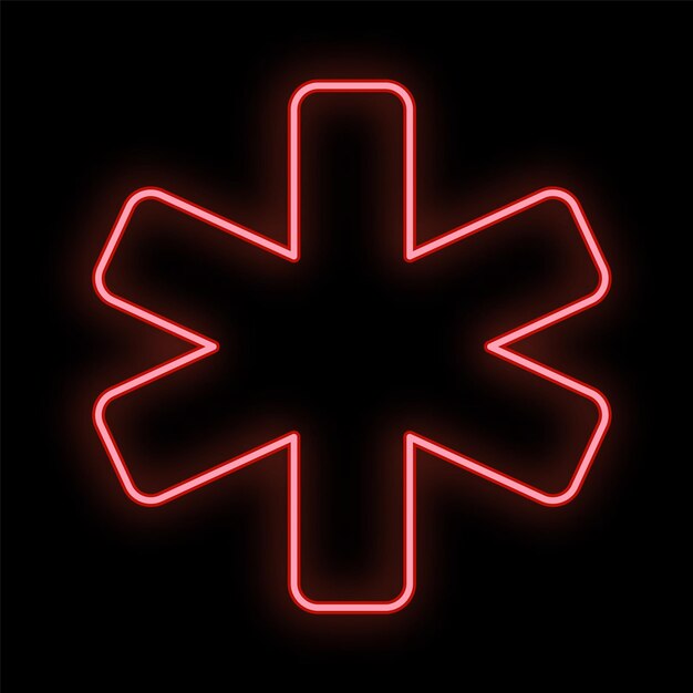 Vector bright luminous red medical digital neon sign for a pharmacy or hospital store beautiful shiny