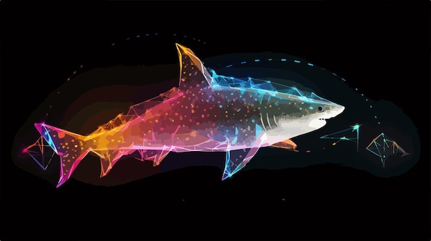 Vector bright mesh shark with light spot effect