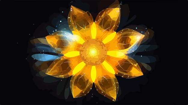 Vector bright mesh sunflower flower with glare effect