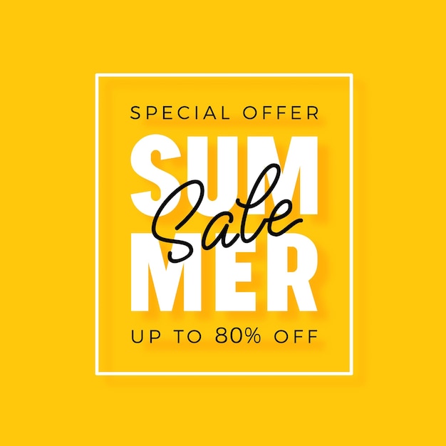 Bright modern summer sale poster for advertising discounts Vector template for special offer banner