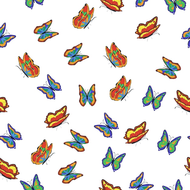 Bright multicolored butterflies seamless pattern Wallpaper background children party craft paper