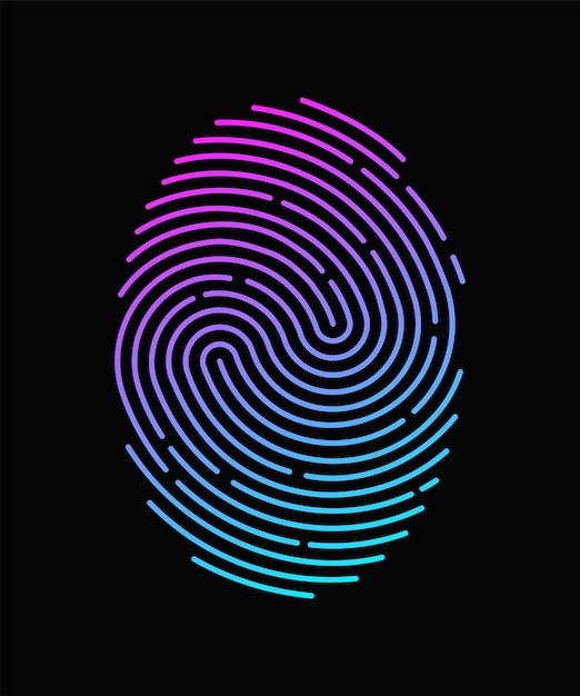 Bright neon fingerprint vector illustration